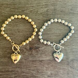 1/$12 2/$14: Gold and Silver Heart Charm Bracelets
